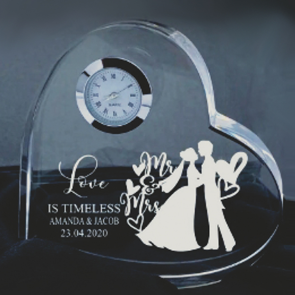 Heart Crystal with Clock