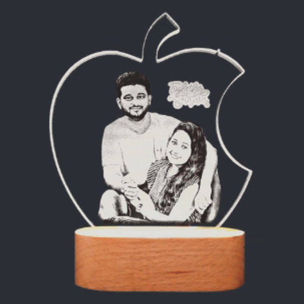 2D Glass Light Gift Engraving - 5x6.5 in, Apple