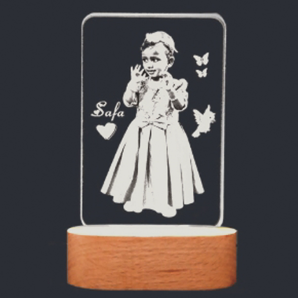 2D Glass Light Gift Engraving - 4x6.5 in, Rectangle
