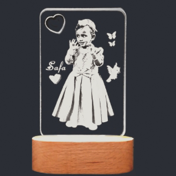 2D Glass Light Gift Engraving - 4x6.5 in, Rectangle