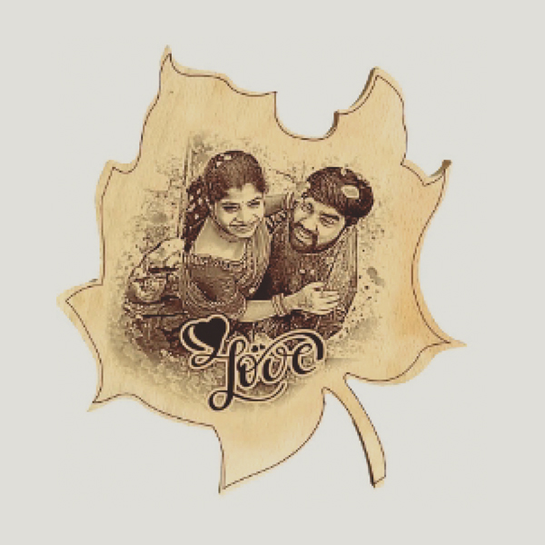 Wooden Shape Engraving Table Top - 6.5x6.5 in, Leaf