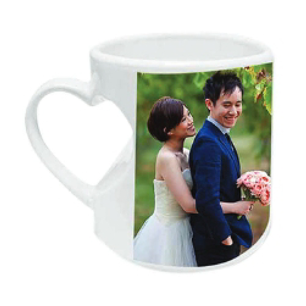 White Inside Heart Cut Handle Mug - White